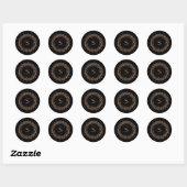 Sticker Rond Faux Rose Gold Confetti en noir | Monogramme (Feuille)