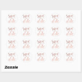 Sticker Rond Faux Rose Gold Foil Enregistrer la date (Feuille)