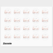 Sticker Rond Faux Rose Gold Foil Love (Feuille)