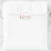 Sticker Rond Faux Rose Gold Foil Love (Sac)