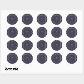 Sticker Rond Faux Rose Gold Géométrique sur Midnight Blue (Feuille)