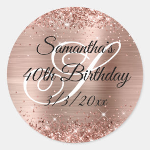 Sticker Rond Faux rose gold pailleté et feuille d'aluminium 40e