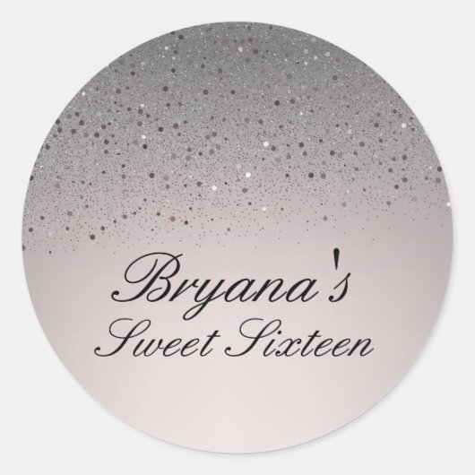Sticker Rond Faux rose pâle Parties scintillant douce 16 Annive (Devant)