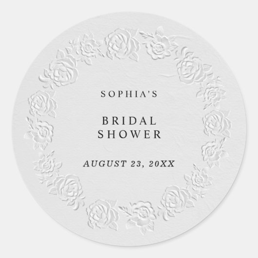Sticker Rond Faux Roses Blanches en Relief Mariage (Devant)