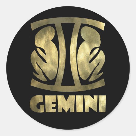 Sticker Rond Faux Rustic Gold Gemini Twins (Devant)