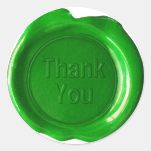 Sticker Rond Faux sceaux de cire - Vert - Gras - Merci