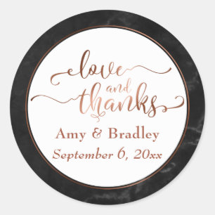 Sticker Rond Faux script d'amour et de remerciements en cuivre