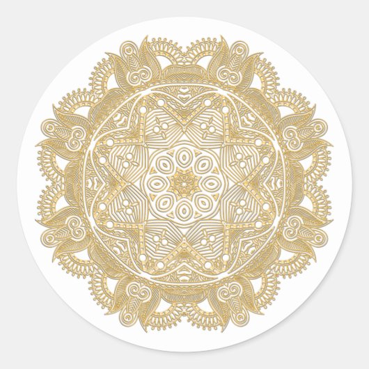 Sticker Rond Faux Shiny Gold Motif oriental tendance (Devant)