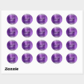 Sticker Rond Faux Shiny Silver Parties scintillant Amethyst Foi (Feuille)