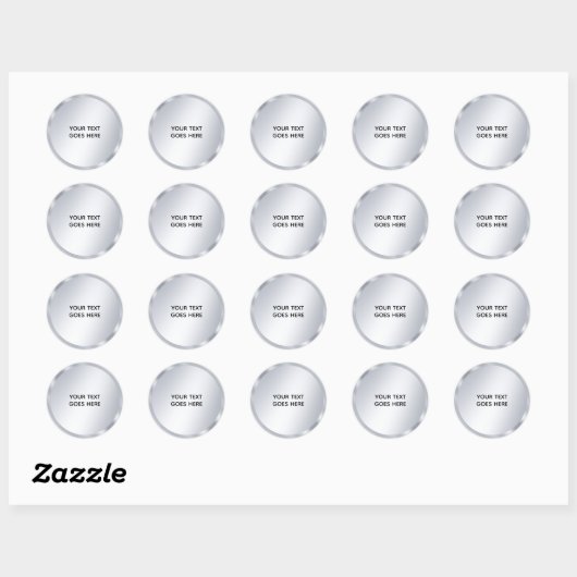 Sticker Rond Faux Silver Blank Template Elegant Add Your Text (Feuille)