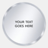 Sticker Rond Faux Silver Blank Template Elegant Add Your Text (Devant)