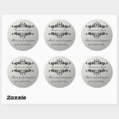 Sticker Rond Faux Silver Foil Mariage Favoriser Merci (Feuille)