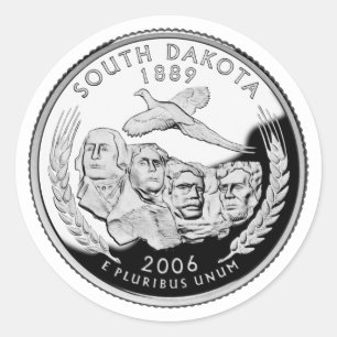 Sticker Rond Faux South Dakota State Quarter