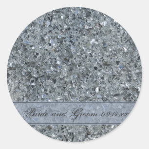 Sticker Rond Faux Sparkle Enveloppe Mariage