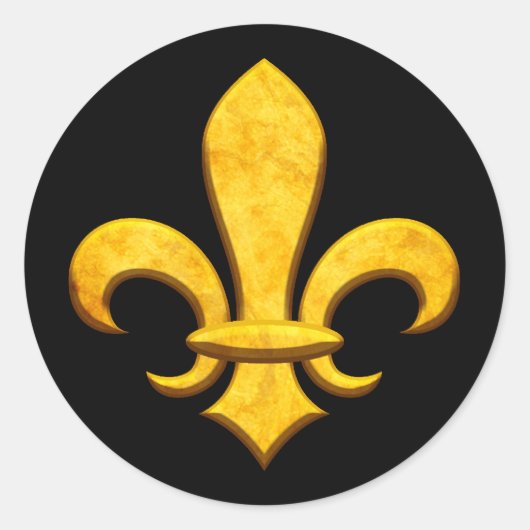 Sticker Rond Faux Stone Gold Fleur de lis (Devant)