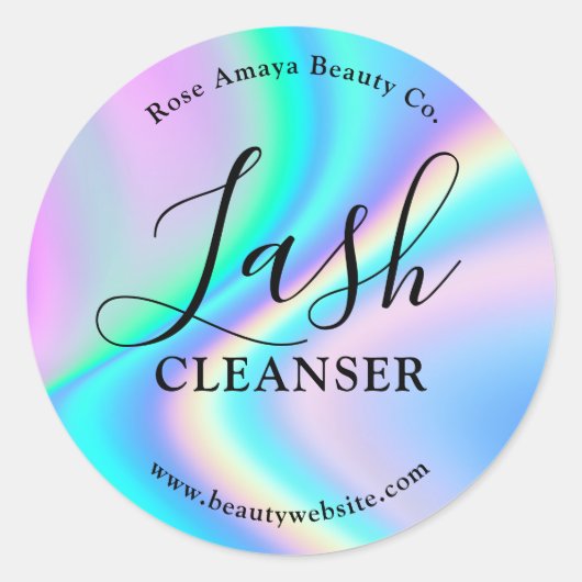Sticker Rond Faux tendance Holographique Lash Cleanser Étiquett (Devant)