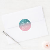 Sticker Rond Faux Turquoise Parties scintillant rose Ombre Merc (Enveloppe)