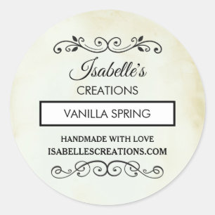 Sticker Rond Faux Vintage Parchment Western