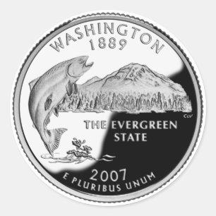 Sticker Rond Faux Washington State Quarter