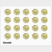 Sticker Rond Faux Wax Envelope Seal Style 4 Pale Yellow (Feuille)
