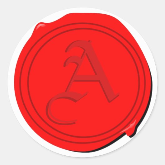 Sticker Rond Faux Wax Seal avec votre choix initial! (Devant)