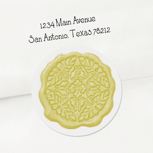 Sticker Rond Faux Wax Seal, Butter Yellow