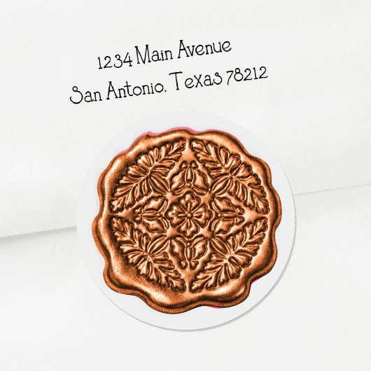 Sticker Rond Faux Wax Seal, Copper