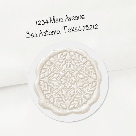 Sticker Rond Faux Wax Seal, Cream