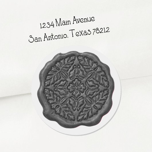 Sticker Rond Faux Wax Seal, Dark Gray