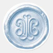 Sticker Rond Faux Wax Seal Deep Impression Blue (Devant)
