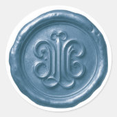 Sticker Rond Faux Wax Seal Deep Impression Blue (Devant)