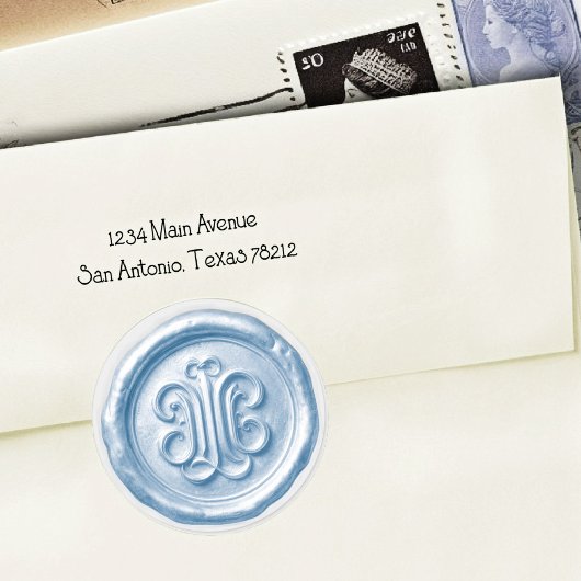 Sticker Rond Faux Wax Seal Deep Impression Blue
