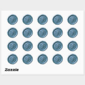 Sticker Rond Faux Wax Seal Deep Impression Blue 2 (Feuille)