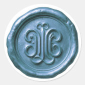 Sticker Rond Faux Wax Seal Deep Impression Blue 2 (Devant)