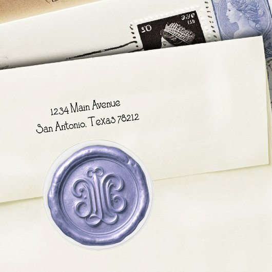 Sticker Rond Faux Wax Seal Deep Impression Blue 4
