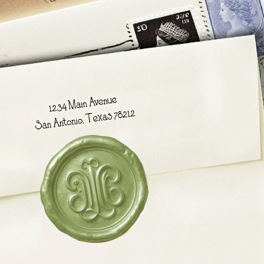 Sticker Rond Faux Wax Seal Deep Impression Green