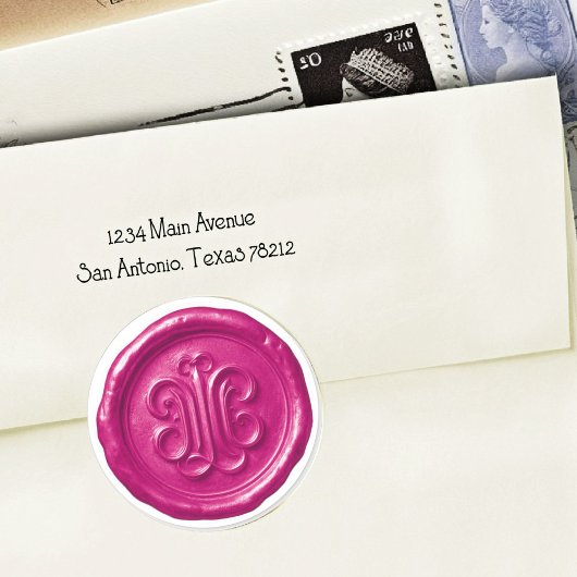 Sticker Rond Faux Wax Seal Deep Impression Hot Pink