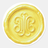 Sticker Rond Faux Wax Seal Deep Impression Lemon Yellow (Devant)