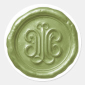 Sticker Rond Faux Wax Seal Deep Impression Olive Green (Devant)