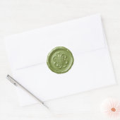 Sticker Rond Faux Wax Seal Deep Impression Olive Green (Enveloppe)