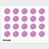 Sticker Rond Faux Wax Seal Deep Impression Orchid Purple (Feuille)