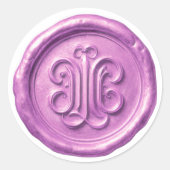 Sticker Rond Faux Wax Seal Deep Impression Orchid Purple (Devant)