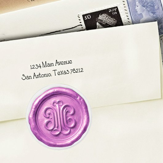 Sticker Rond Faux Wax Seal Deep Impression Orchid Purple