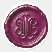 Sticker Rond Faux Wax Seal Deep Impression Plum (Devant)