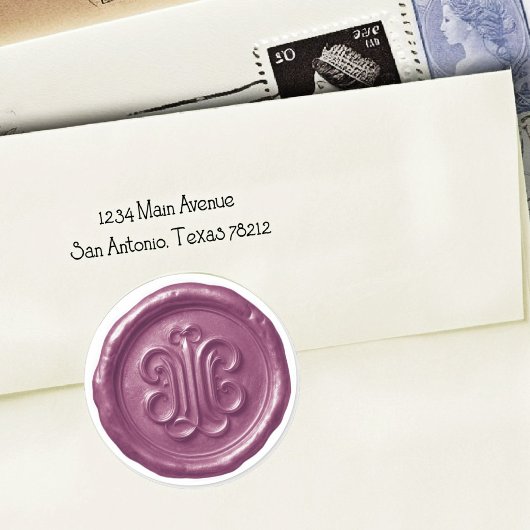 Sticker Rond Faux Wax Seal Deep Impression Purple