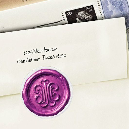 Sticker Rond Faux Wax Seal Deep Impression Purple