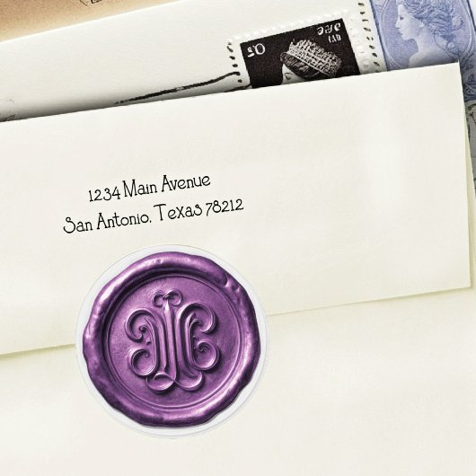 Sticker Rond Faux Wax Seal Deep Impression Purple 2