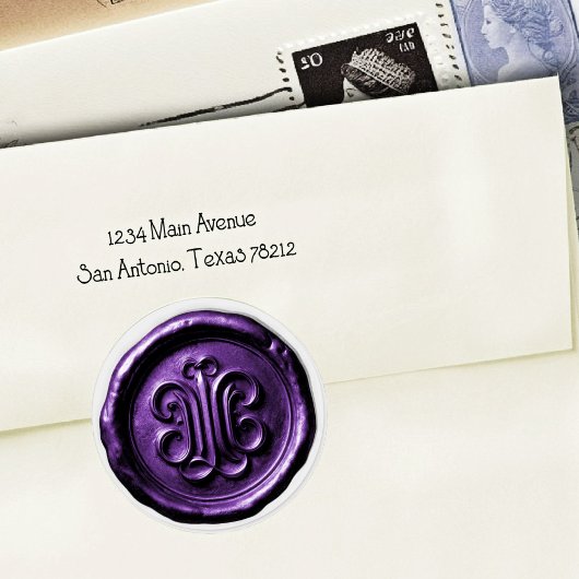 Sticker Rond Faux Wax Seal Deep Impression Purple 3