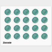 Sticker Rond Faux Wax Seal Deep Impression Teal Blue  (Feuille)