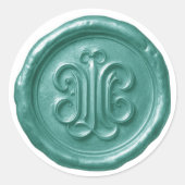 Sticker Rond Faux Wax Seal Deep Impression Teal Blue  (Devant)
